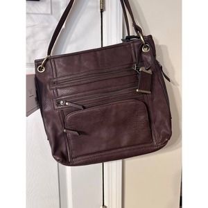 Bulldog Concealed Carry Purse Women's Brown Leather Crossbody Shoulder Strap